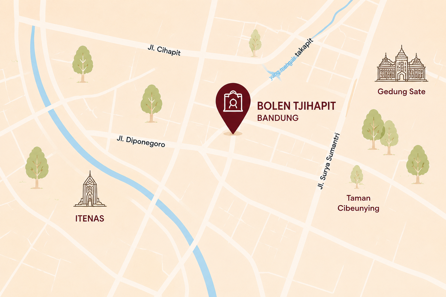 Peta lokasi Bolen Tjihapit Bandung